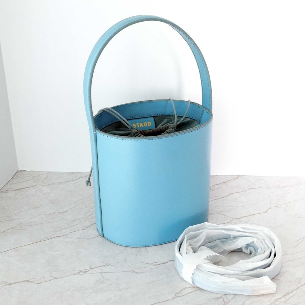STAUD - Blue Bissett Leather Bucket Bag - Picture 3 of 7